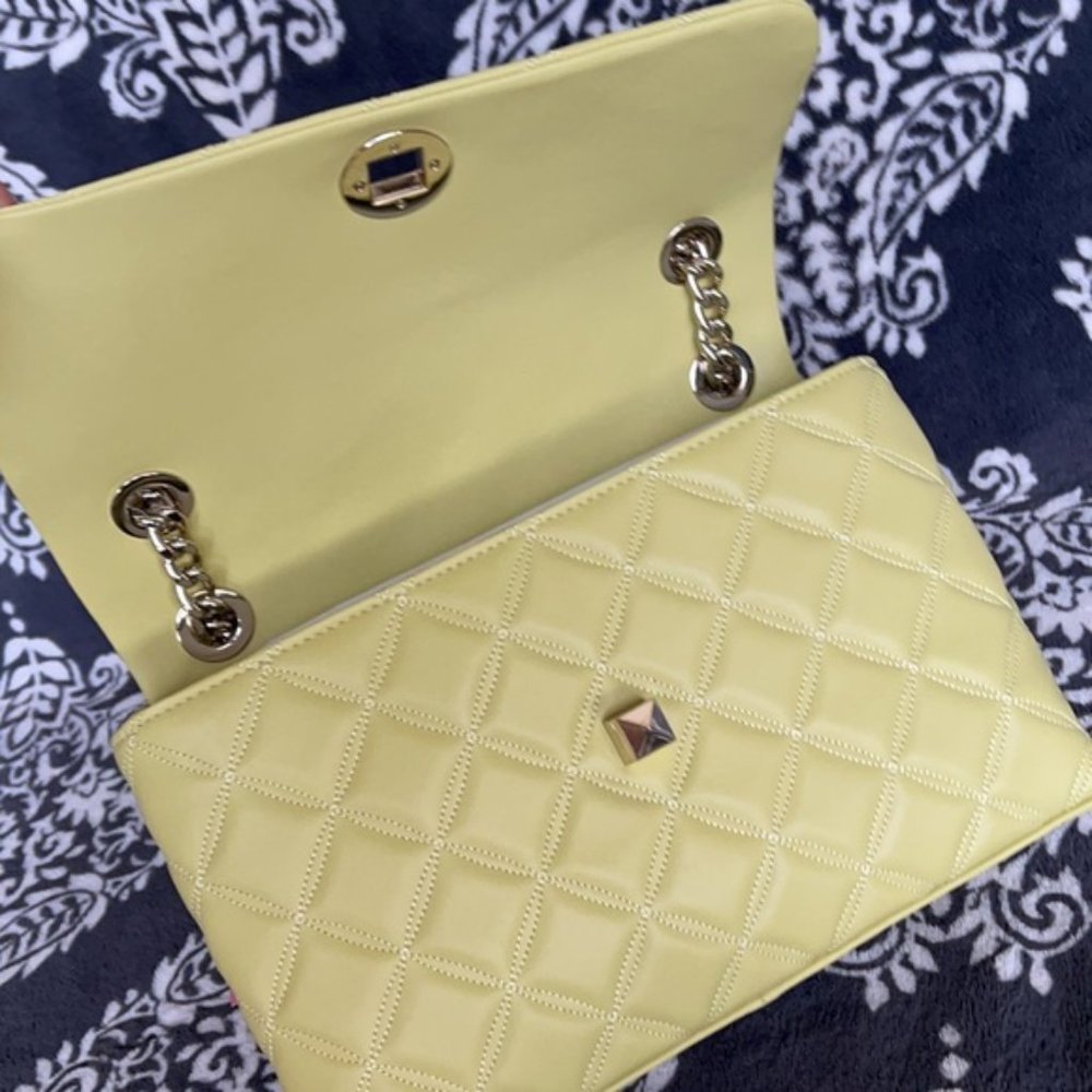 Kate Spade Natalia Smooth Leather Medium Flap Shoulder Bag Frosty Lime - Picture 9 of 16